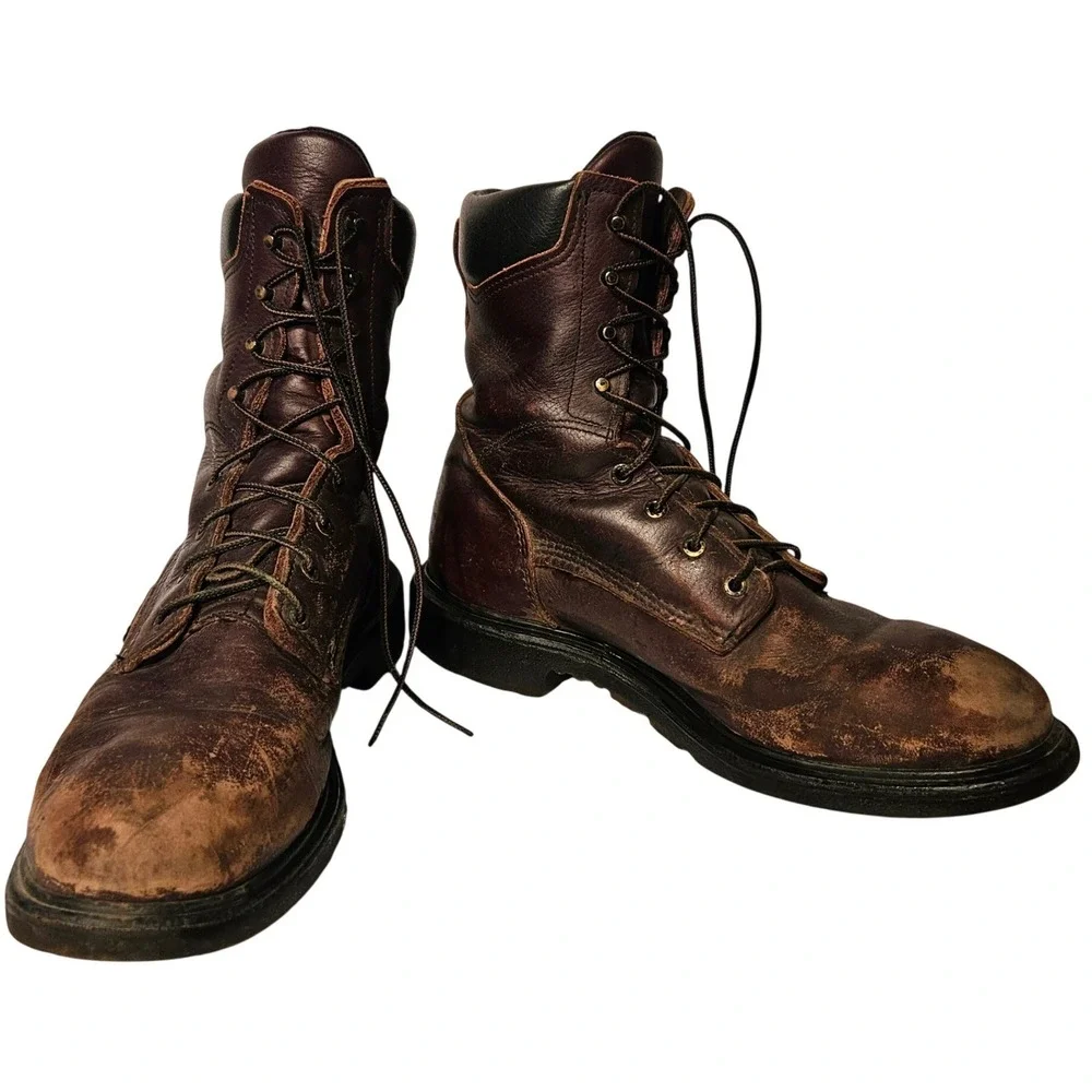 Red Wing 608 Work Boots Mens 13 Brown Leather 8 Inch Lace Up EH Made in USA